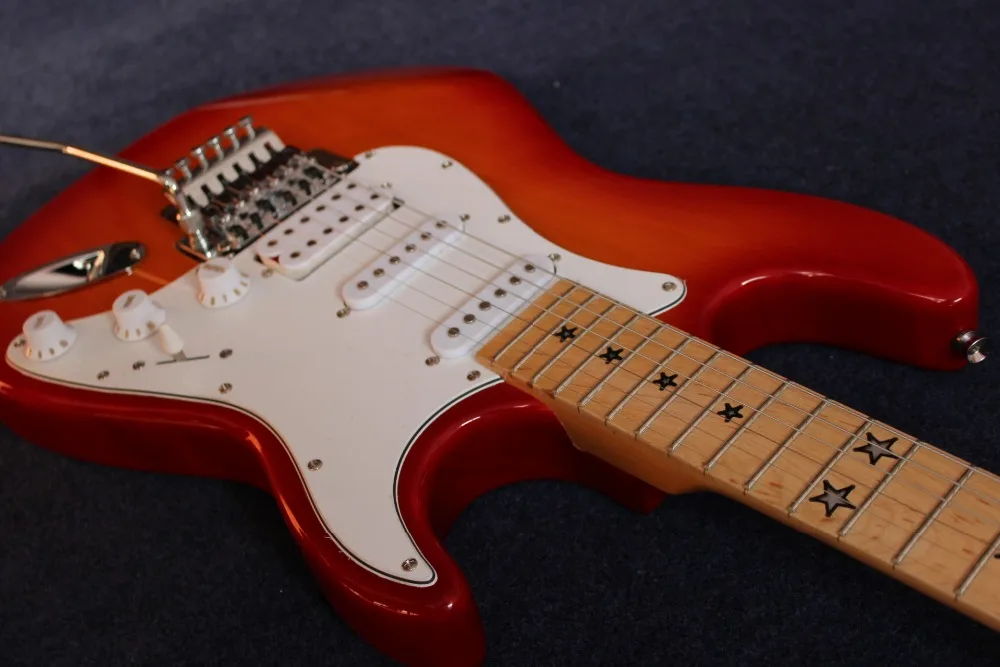 Новая высококачественная электрогитара, клен гриф гитара ra, 6 stings jazz gitaar, красный цвет. Реальные фотографии