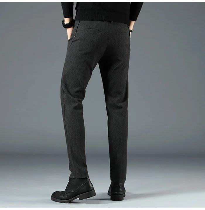 Зимние высококачественные мужские штаны из хлопка прямые весенне-летние длинные мужские плотные классические повседневные деловые брюки средней длины
