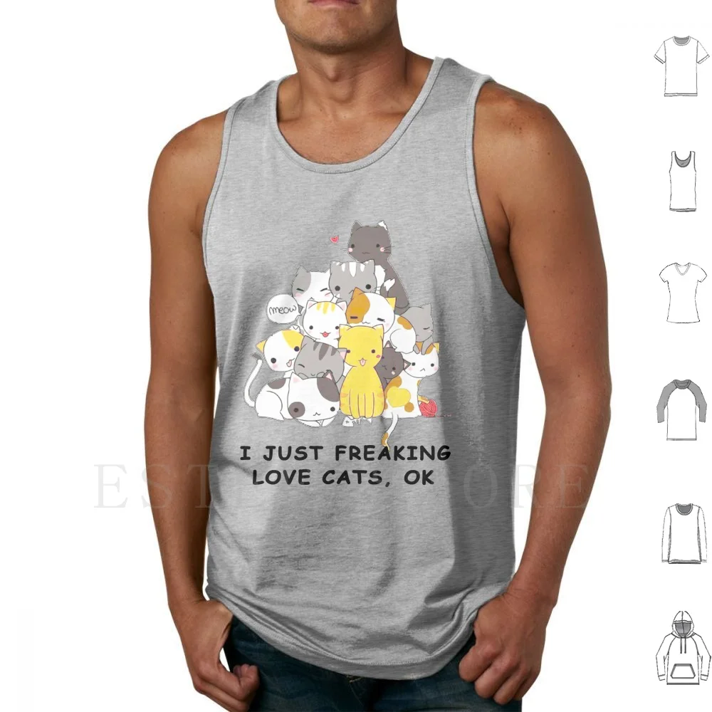 T-Shirt I Just Stripping Love Cats , Ok Canotte Gilet Cotton Christmas Tree Cats Cats Cat I Love The Cat I Love Cats Lovers Of