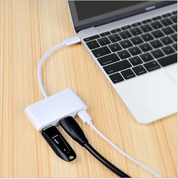 

3-in-1 USB-C Digital AV Multiport Adapter 4K Docking Station for Flash Drives Cameras Display Devices