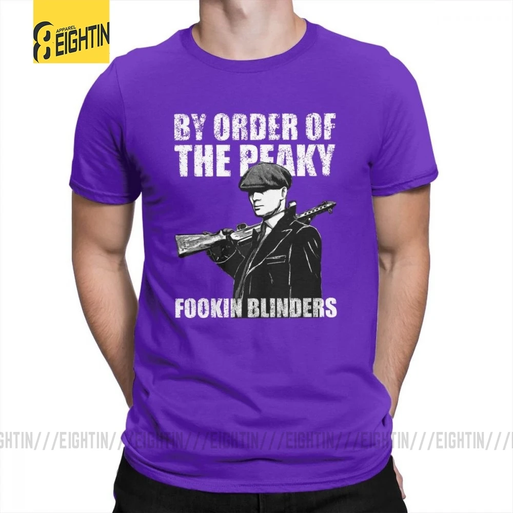 Футболки The Peaky Fookin blinds, хлопок, короткий рукав, круглый вырез, одежда для мужчин, футболки, винтажные, уникальные, 4XL, футболка - Цвет: Фиолетовый