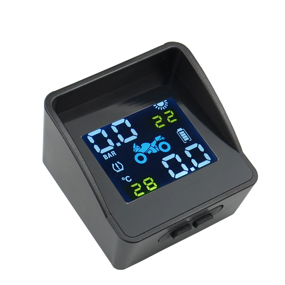 USB Solar Charging Motorcycle TPMS Motor Tire Pressure Tyre Temperature Monitoring Alarm System with 2 External motorcycle tire pressure monitor