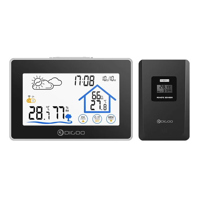 wireless weather forecast station dg-th8380 lcd touch screen back-light thermo supplier