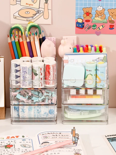 Kawaii Stationary Transparent Organizer Box 4