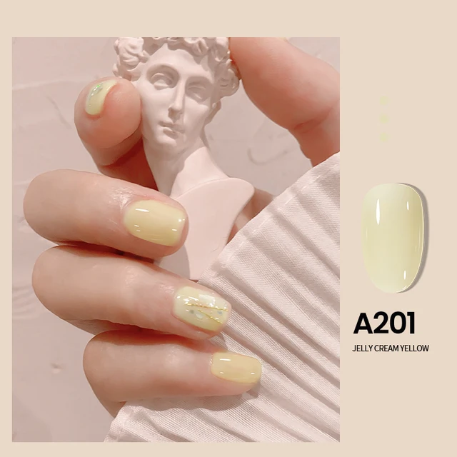 MAYCHAO 7.3ml Summer Pudding Gel Nail Polish Transparent Jelly Polish Top Coat Soak Off UV Gel Art Nail Varnish Semi Permanent A201