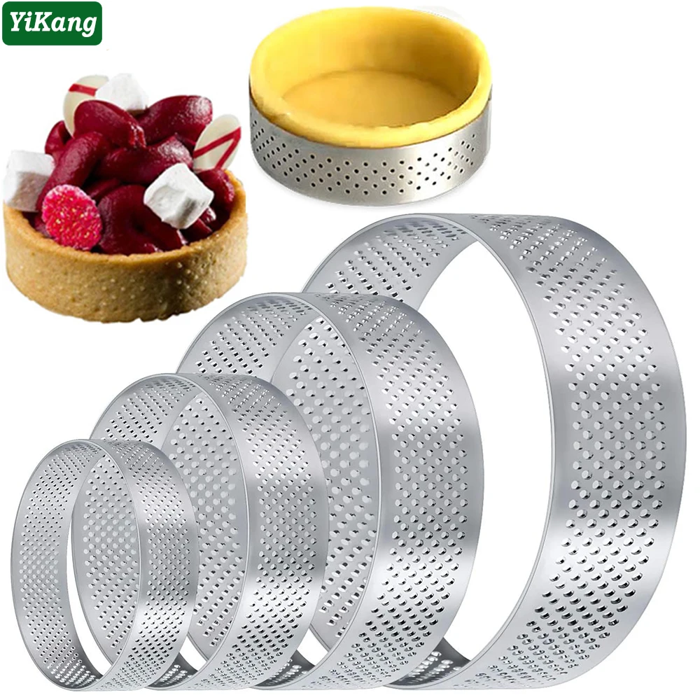 10/5/2pcs Circular Quiche Tart Ring Mousse Cake Mould Porous French Dessert Circle for Kitchen Pastry Baking Decor Tools | Дом и сад