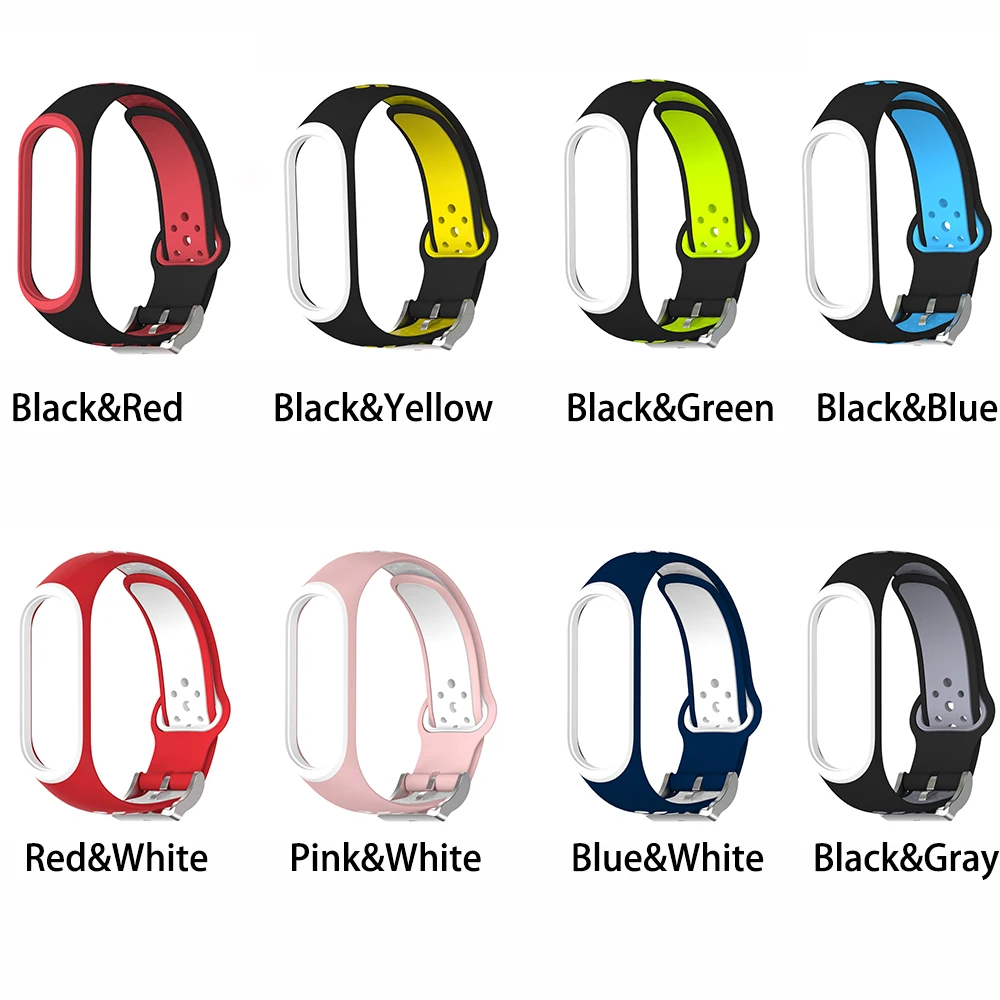 New 1Pc Fashion Strap Smart Accessories Replacement Double Color Silicone Bracelet Case For Xiaomi Smart Band 4 3 Series
