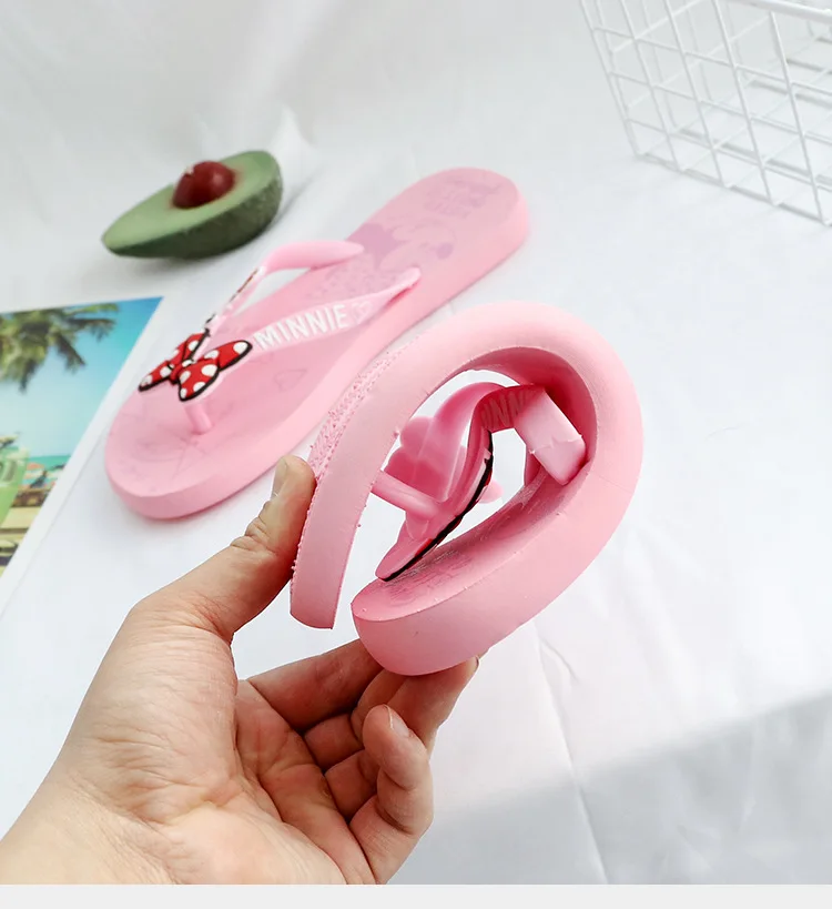 Meninas dos Desenhos Sapatos de Praia Original Disney Minne Animados Flip-flops Verão Novo Pvc Fundo Macio Antiderrapante Respirável Casual Casa 3 Computers & Electronics