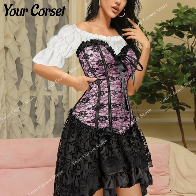 Steampunk Costume Women Pirate Three Piece Fairy Blouse Renaissance Corset  Dress Vintage Costume Plus Size Corsets Halloween - AliExpress