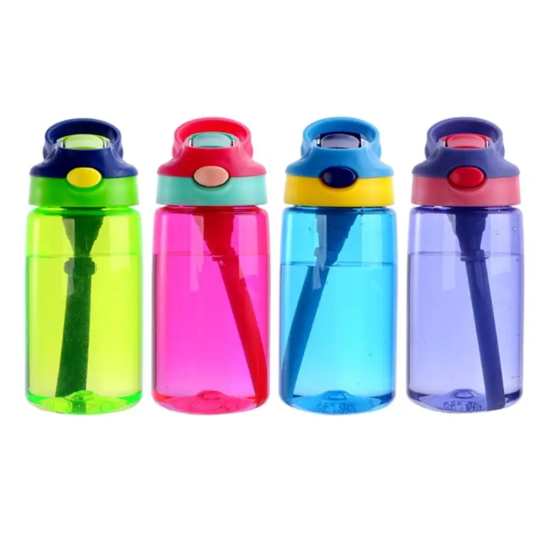 

480ml Baby Kids Children Water Bottles Cup Learn Drinking Straw Juice Bottle Sippy Cups Spill-proof 4 Colors