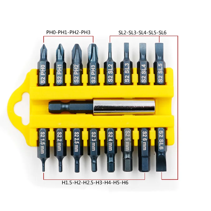 DWZ 17Pcs/Set 4 Type Tamper Proof Torx Hex Star Bit Magnetic Holder Screwdriver Bits