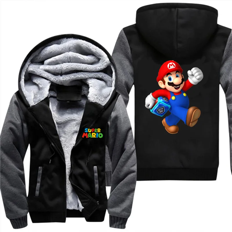 Мужское пальто, игра Super Mario Bros Galaxy, косплей, утолщенная зимняя флисовая толстовка, толстовки, куртка размера плюс, 3XL, 4XL, 5XL, толстовка - Цвет: Фиолетовый