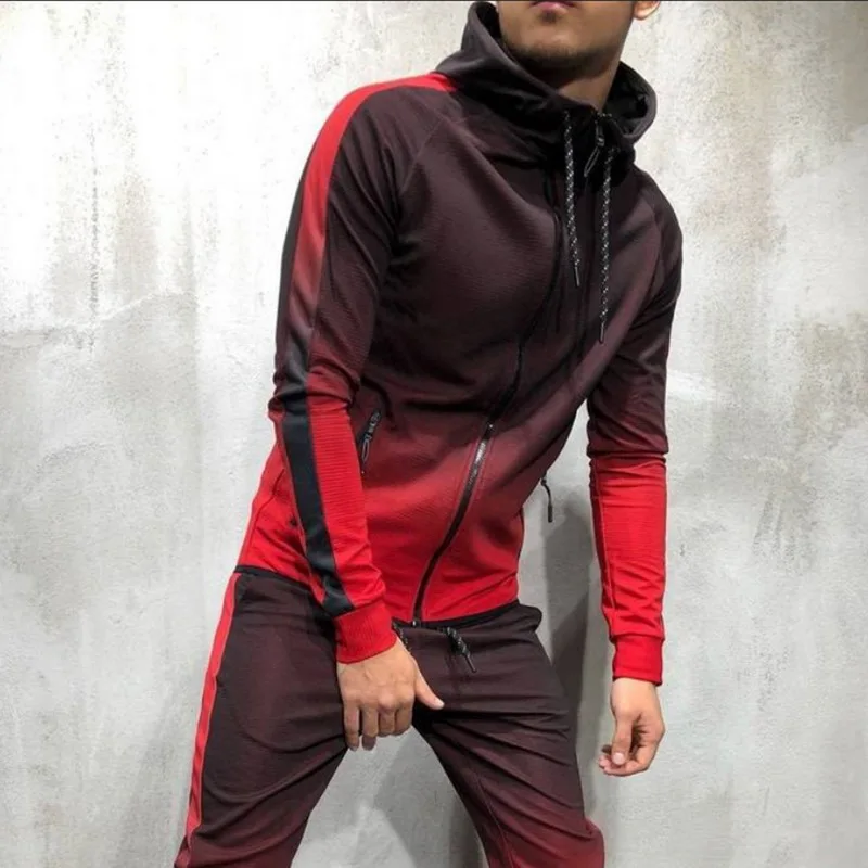 2020 Autumn Casual Men Tracksuit Sets Fashion 3DGradient Sweatsuit Hoodies Sweatshirt Sweatpants Joggers Pants Suit 3