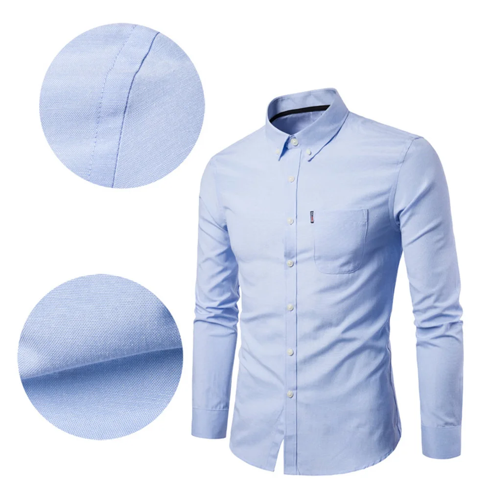 Весенняя официальная рубашка с длинным рукавом для мужчин, однотонная тонкая Базовая рубашка с отложным воротником, деловая одежда, рубашки Camisas Masculina camisas hombre