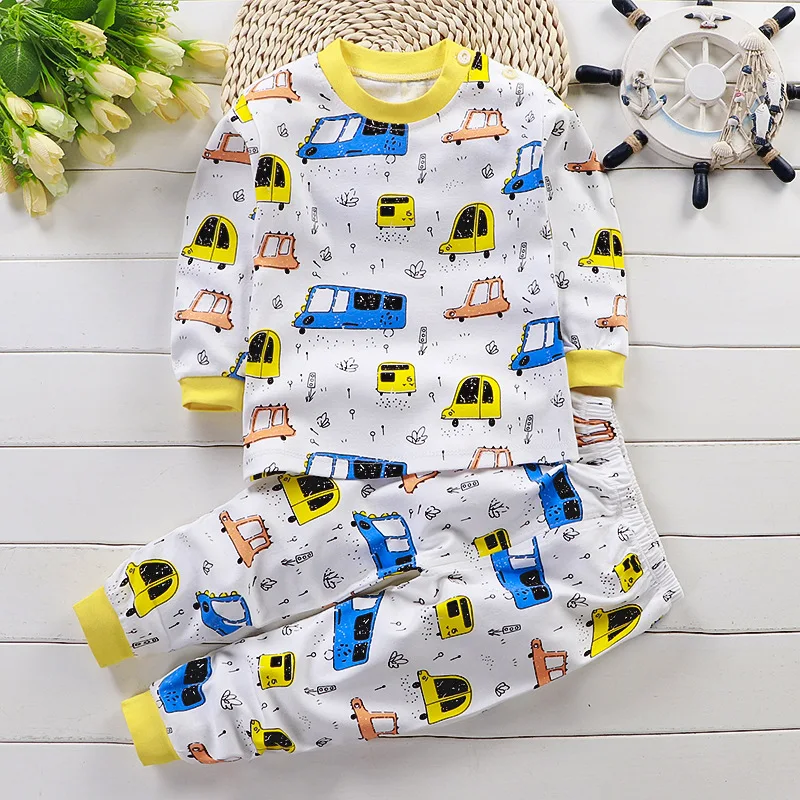 Милые пижамы для девочек; детская пижама с точками из мультфильмов; комплект одежды для малышей; Осенняя хлопковая одежда для сна для мальчиков; пижамный комплект с животными; детская одежда для сна - Цвет: yellow blue