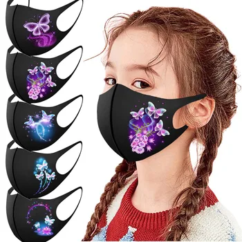 

Mascarilla Children Mask Kids Mask Butterfly Print Face Mask Fashion Mouth Mask Black Masks Washable Earloop Mouth Caps Washable