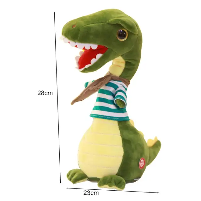 Musical Dinosaur Plush Toy Lighting Twisting Neck Electric Green Dinosaur Plush Stuffed Toy for Children 3