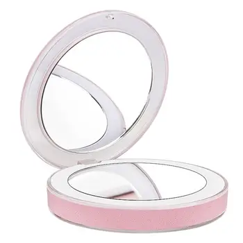 

10 Lights Led Mini Makeup Mirror 1X 3X nify Hand Held Fold Small Portable Micro-Usb Connect Cable Built-In Battery Chargeable