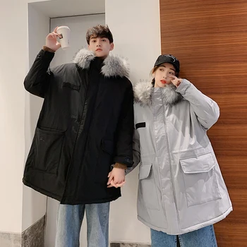 

2019 Winter New Men's Korean Version Of The Loose Couple In The LongSectionOf TheToolingFur CollarStudent Leisure Harajuku Coat