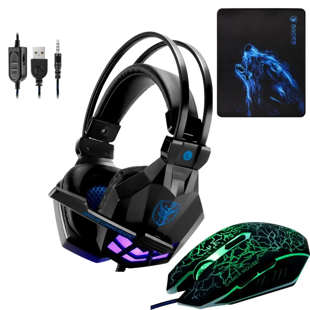 Led 3,5 мм наушники игровая гарнитура с микрофоном для геймеров ПК PS4 игры Стерео Игровые наушники с микрофоном для компьютера - Color: Brown