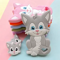 2Pc/Set Bpa Free Silicone Mini Fox Beads Baby Teether Silicone Fox Teether For Pacifier Clips DIY Cute Teething Toys 1