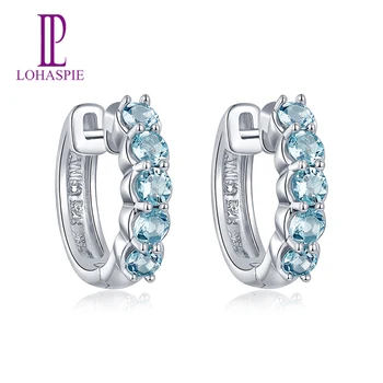 

LP 2020 New Natural Aquamarine Solid 925 Sterling Silver Blue Gemstone Earrings For Women Fine Jewelry for March Birthday Gift