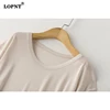 LVFAN-100% de seda natural para hombre, ropa de dormir de manga corta, lisa, suelta, de talla grande, camisola de punto ► Foto 2/4