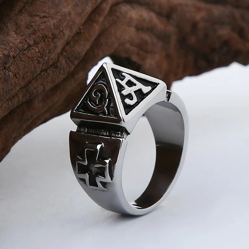 Punk Retro Self Defense Pyramid Ring Titanium Steel Personal Safety Outdoor  Survival Men Women Protection Jewelry Fight EDC Tool