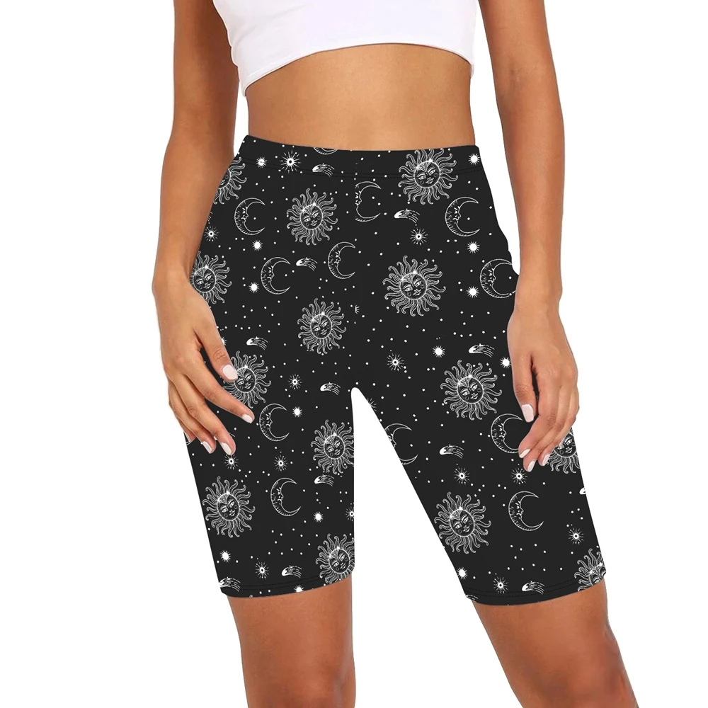 OneLineFox Mandala Summer Short Leggings Women Sexy Sporting Outdoor Riding Pants Fitness High Waist Workout Elastic Leggins