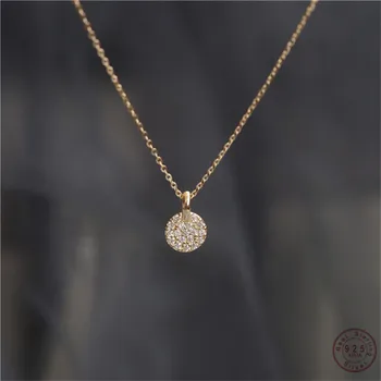 925 Sterling Silver French Simple Pavé Crystal Brand Pendant Clavicle Chain Necklace Women Classic Plating 14k Gold Jewelry Gift