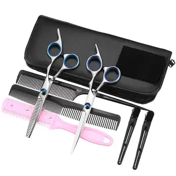 

9Pcs Professional Hairdressing Scissors Set Home Salon Barber Hair Cutting Scissors Thinning Shears Hair Comb Hairpins