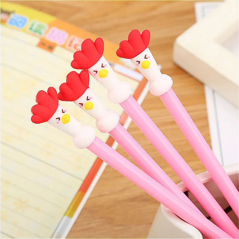 

2019 Hot Cartoon Red-headed Cock Ballpoint Pen Colorful Creative Cartoon Ink Black Tools Student Writing Office Stationery
