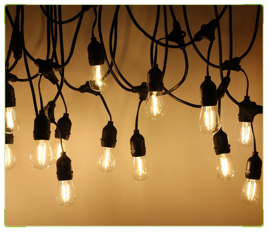 Luzes da Corda à Prova Lâmpada ao ar Iluminação do Feriado De27 Água E27 Quente Retro Edison Filamento Livre Rua Jardim Pátio Ip65 15 m Led S14 Mod. 135773 12 corda à prova de27 água e27 quente