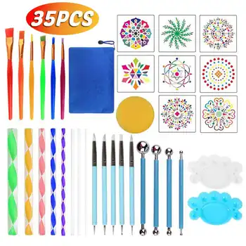 

35pcs Mandala Dotting Tools Set for Painting Rocks Pottery Portable Multifunction Embossing Dot Kit Dotting Tool Set Handwork