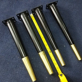 

(Pack of 4pcs) Furniture Straight Tall Wood Legs Iron Cabinet Table Sofa Chair Feet Gold Black H =400mm
