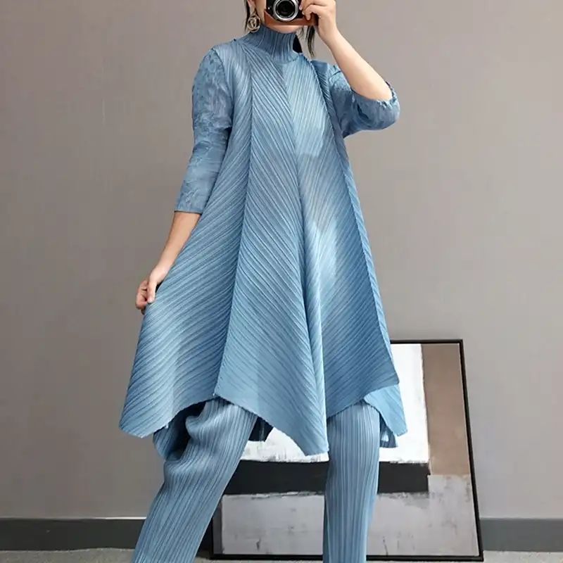 三宅倍秋メッシュスペルaラインフレンチ不規則なドレス女性プリーツドレス Dresses Aliexpress