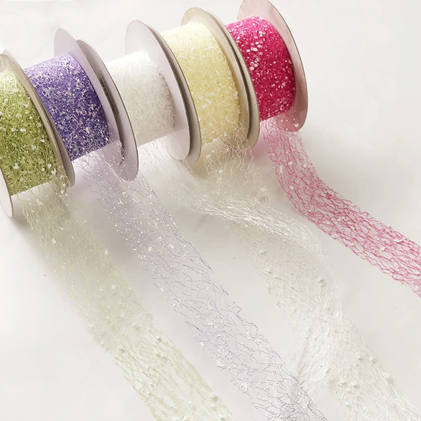 Foaming Messy Mesh Ribbons bing Ribbon Bride Bouquet Packaging