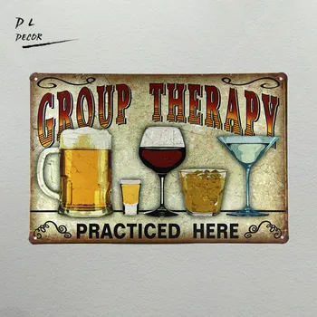 

DL-Group Therapy Practiced Here TIN Sign Alcohol Beer Wine Home Bar Wall Decor