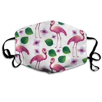 

Mouth Mask Flamingo Bird and Leaves Print Masks - Breathable Adjustable Windproof Mouth-Muffle, Camping Running for Women and