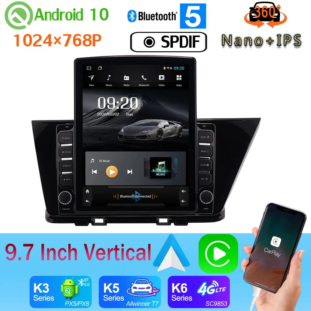 Автомагнитола Tesla 9 7 дюйма Android 10 0 DSP 4G Wi Fi GPS PX6 4 + 64 ГБ для Kia Niro 2016 2019