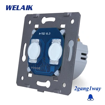 

WELAIK-1 Brand EU 2Gang1Way Doorbell Crystal Glass Panel Wall Touch Switch DIY Parts European Standard Switch AC250V A921ML
