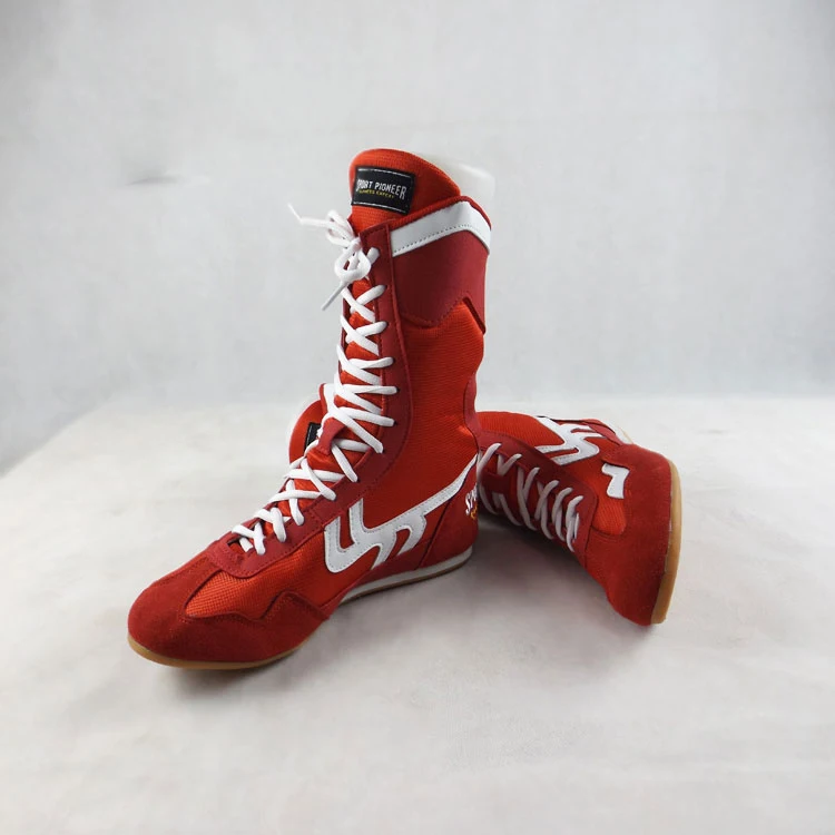 [TB09]Professional boxing shoes Sanda training wrestling shoes for men and women fighting high to help non-slip training s
