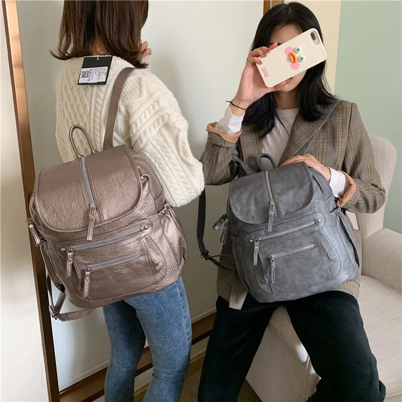 Модный кожаный женский рюкзак, сумки через плечо для отдыха, Mochila Feminina, вместительная школьная сумка для девочек