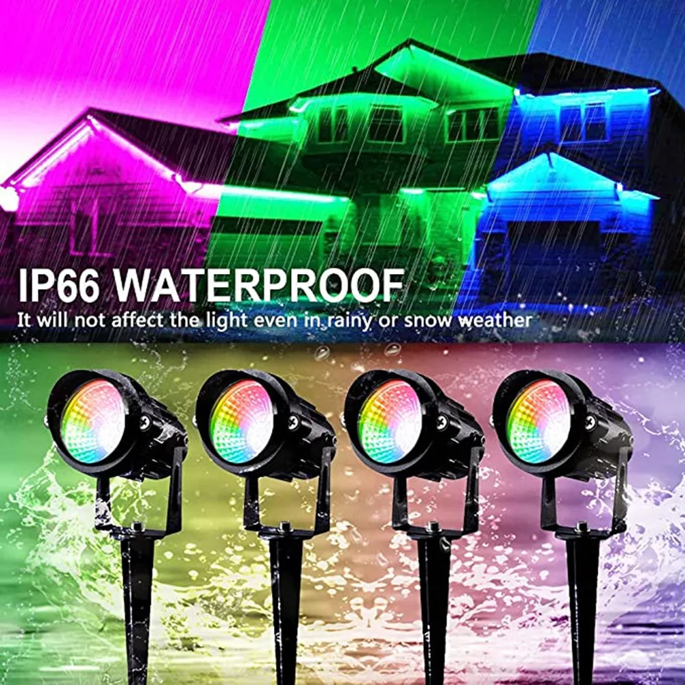 Smart Bluetooth RGB Landscape Light LED Garden Lamp Waterproof APP Control 16 Million Colors Outdoor Yard Lawn Spotlights