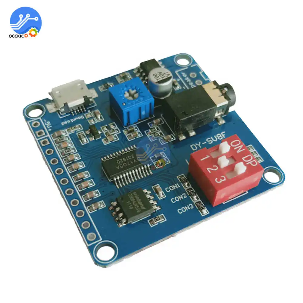 

Voice Playback Amplifier Module 5W MP3 Music Player DIY Kit SD/TF Card 8M Storage IO Trigger UART Protocol Control for Arduino