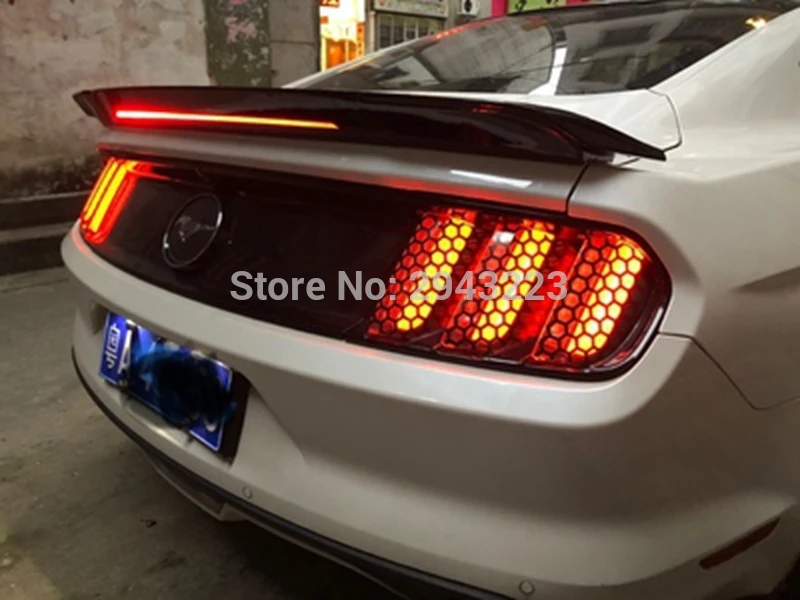 Наклеиваемого покрытия для автостайлинга из ABS Пластик Неокрашенный заднее крыло крыши губ багажник спойлер с светодиодный светильник для Ford Mustang