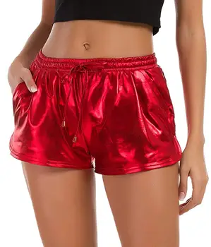 

Women's baller Hot Shorts Shiny Metallic shorts with Elastic Drawstring & Side pockets
