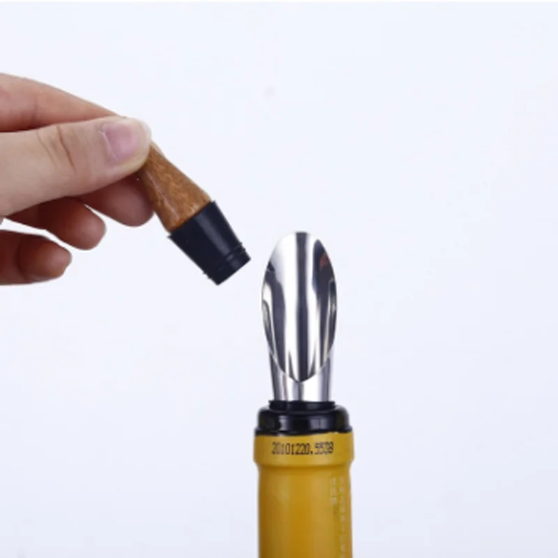 Premium Wine Tools Automatic Bottle Opener Corkscrew Bamboo Business Gift Sets For Wine Accessories 4pcs
