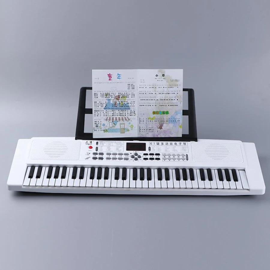 61 клавиши, электронная клавиатура фортепиано с внешним микрофоном детские развивающие игрушки орган музыкальный инструмент детские игрушки - Цвет: Белый