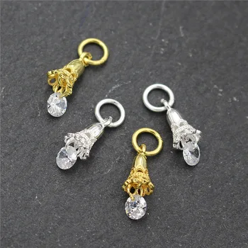 

5.3*12mm Real 925 Sterling Silver Zircon Small Bell Shape Charm Pendant Suit for DIY Bracelet Necklace Fine Jewelry Making
